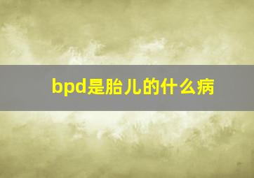 bpd是胎儿的什么病