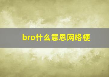 bro什么意思网络梗