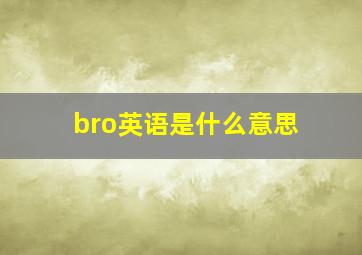 bro英语是什么意思