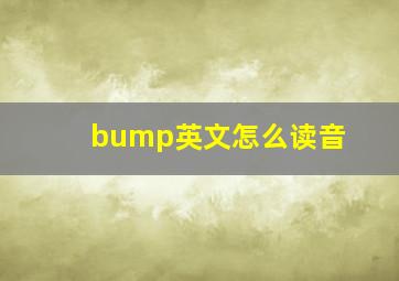 bump英文怎么读音