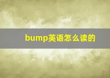 bump英语怎么读的