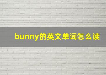 bunny的英文单词怎么读