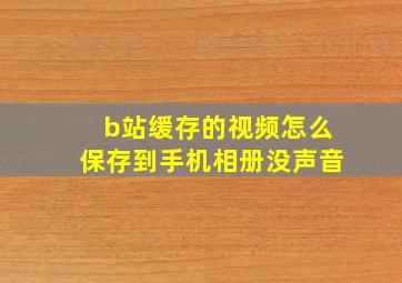 b站缓存的视频怎么保存到手机相册没声音