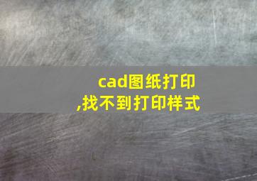 cad图纸打印,找不到打印样式