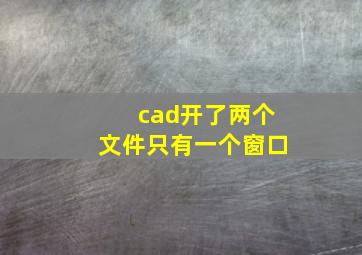 cad开了两个文件只有一个窗口