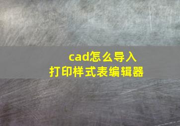 cad怎么导入打印样式表编辑器