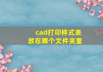 cad打印样式表放在哪个文件夹里