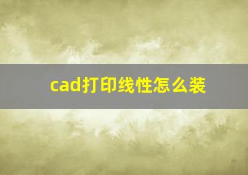 cad打印线性怎么装