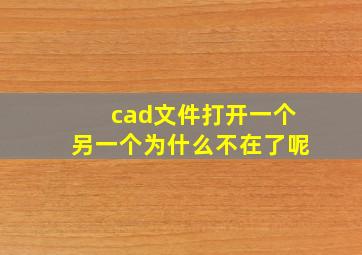 cad文件打开一个另一个为什么不在了呢