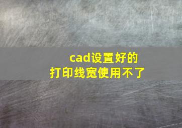 cad设置好的打印线宽使用不了