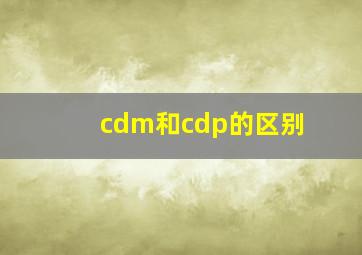 cdm和cdp的区别