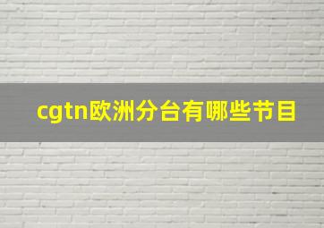 cgtn欧洲分台有哪些节目