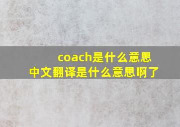 coach是什么意思中文翻译是什么意思啊了