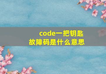 code一把钥匙故障码是什么意思