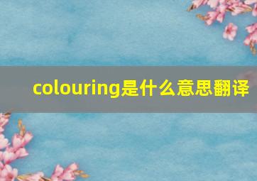 colouring是什么意思翻译