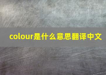 colour是什么意思翻译中文