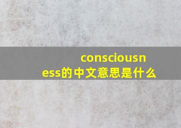 consciousness的中文意思是什么