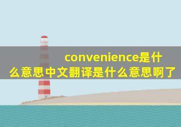 convenience是什么意思中文翻译是什么意思啊了