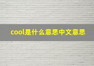 cool是什么意思中文意思