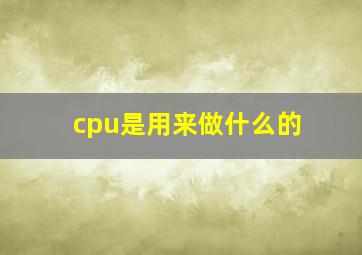 cpu是用来做什么的