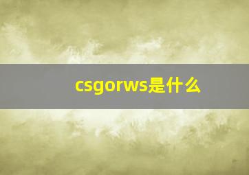 csgorws是什么