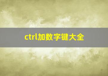 ctrl加数字键大全