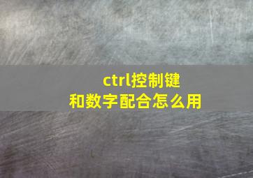 ctrl控制键和数字配合怎么用