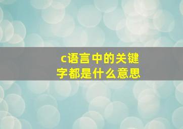 c语言中的关键字都是什么意思