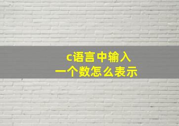 c语言中输入一个数怎么表示