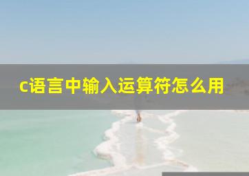 c语言中输入运算符怎么用