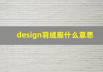 design羽绒服什么意思