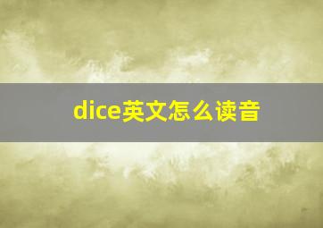 dice英文怎么读音