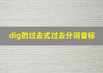 dig的过去式过去分词音标