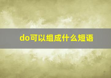 do可以组成什么短语