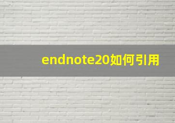 endnote20如何引用