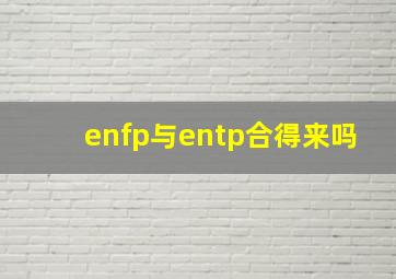 enfp与entp合得来吗