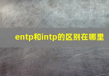 entp和intp的区别在哪里