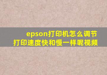 epson打印机怎么调节打印速度快和慢一样呢视频