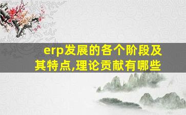 erp发展的各个阶段及其特点,理论贡献有哪些