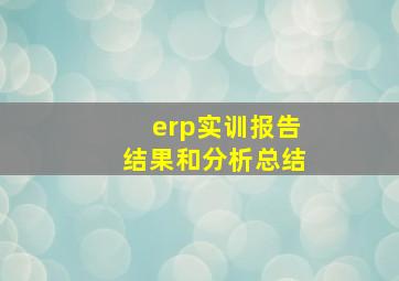 erp实训报告结果和分析总结