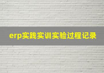 erp实践实训实验过程记录