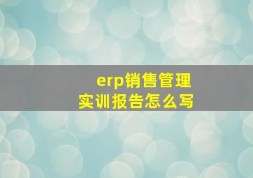 erp销售管理实训报告怎么写