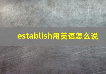 establish用英语怎么说