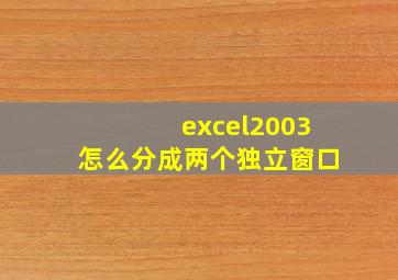 excel2003怎么分成两个独立窗口