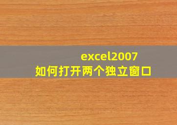 excel2007如何打开两个独立窗口