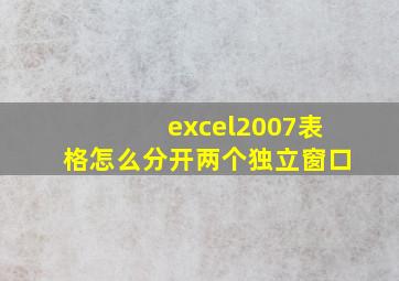 excel2007表格怎么分开两个独立窗口