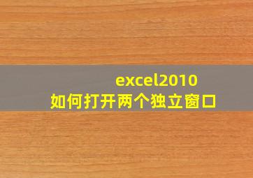 excel2010如何打开两个独立窗口