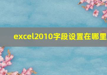 excel2010字段设置在哪里