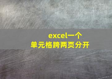 excel一个单元格跨两页分开