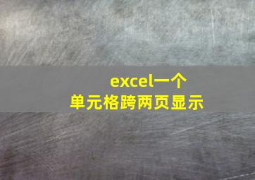 excel一个单元格跨两页显示